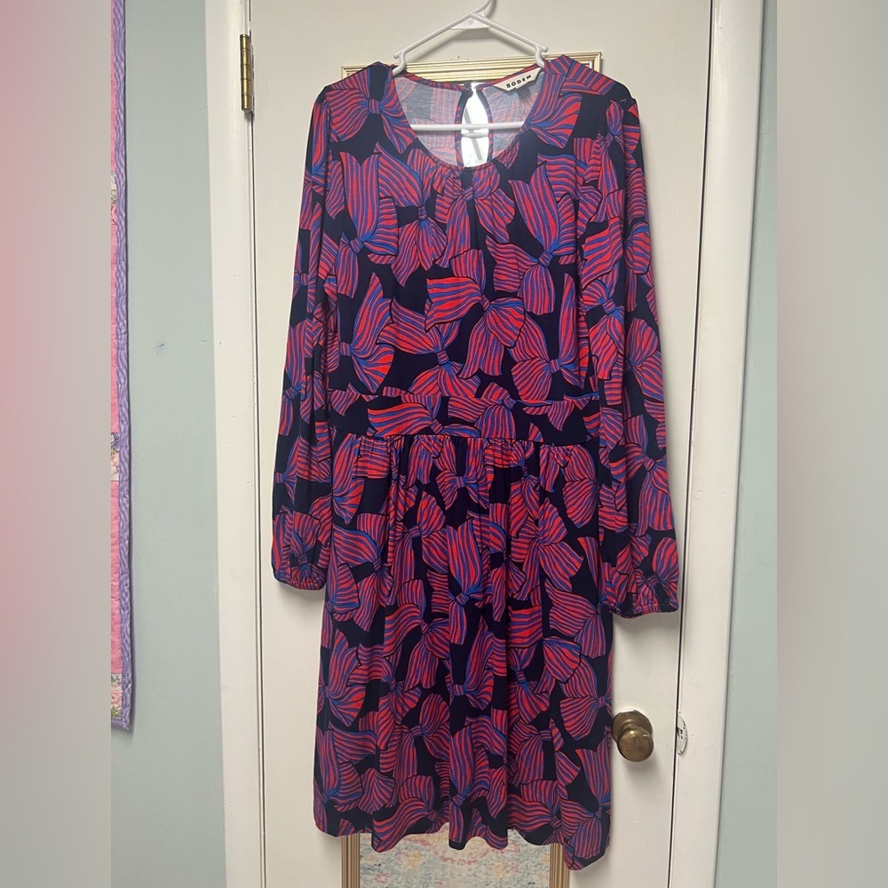 Boden Red and Blue Patterned Dress